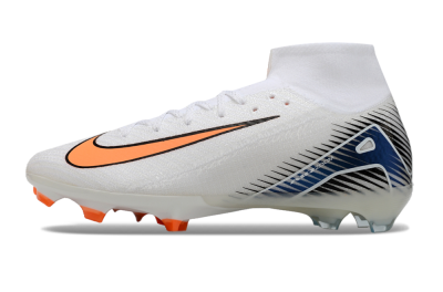 Unisex Nike Air Zoom Mercurial Superfly 10 Elite FG Firm Ground High-Tops Football Boots - White/Orange/Blue