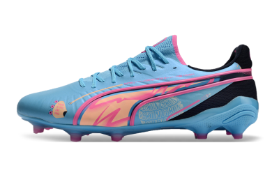Men's Puma Ultra Ultimate FG Firm Ground Low-Tops Football Boots - Blue/Pink/Black