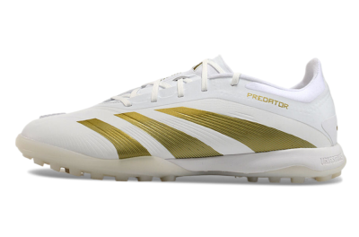 Men's Adidas Predator 24 Elite TF Artificial Turf Low-Tops Football Shoes - Beige/White/Gold