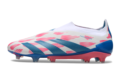 Men's Adidas Predator Elite 24 Laceless FG Firm Ground Low-Tops Football Boots - White/Pink/Blue