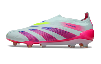 Men's Adidas Predator Elite 24 Laceless FG Firm Ground Low-Tops Football Boots - Jade/Blue/Pink