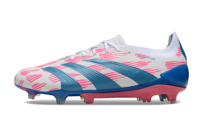Men's Adidas Predator 24 Elite FG Firm Ground Low-Tops Football Boots - White/Pink/Blue