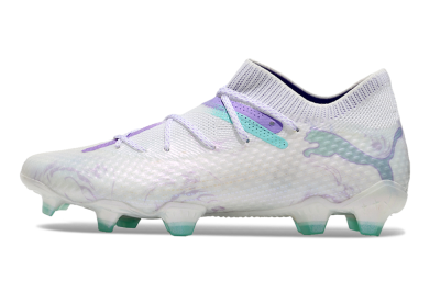 Men's Puma Future Ultimate FG Firm Ground Low-Tops Football Boots - White/Purple/Jade