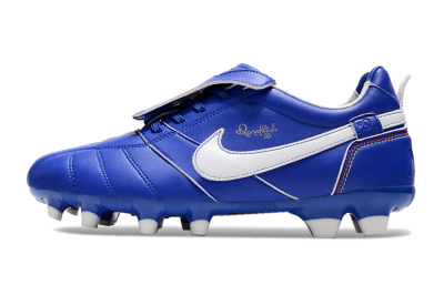 Men's Ronaldo x Nike Tiempo Legend R10 Elite FG Firm Ground Low-Tops Football Boots - Bule/White