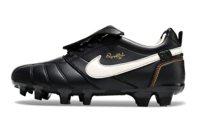 Men's Ronaldo x Nike Tiempo Legend R10 Elite FG Firm Ground Low-Tops Football Boots - Black/White