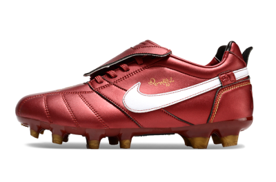 Men's Ronaldo x Nike Tiempo Legend R10 Elite FG Firm Ground Low-Tops Football Boots - Red/White
