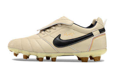 Men's Ronaldo x Nike Tiempo Legend R10 Elite FG Firm Ground Low-Tops Football Boots - Beige/Black