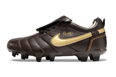 Men's Ronaldo x Nike Tiempo Legend R10 Elite FG Firm Ground Low-Tops Football Boots - Brown/Gold
