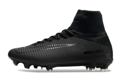 Men's Nike Zoom Mercurial Superfly 5 Elite FG Firm Ground High-Tops Football Boots - Black/Black