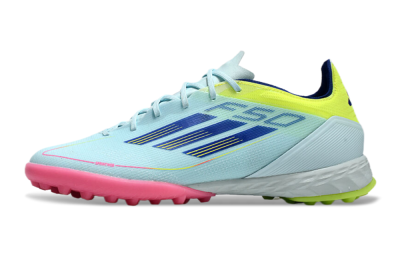 Men's Adidas F50 Pro TF Artificial Turf Low-Tops Football Shoes - Jade/Blue/Yellow/Pink