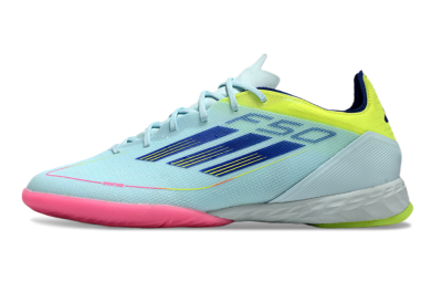 Men's Adidas F50 Pro IC Indoor & Futsal Low-Tops Football Shoes - Jade/Blue/Yellow/Pink