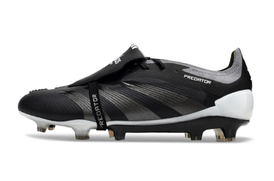 Men's Adidas Predator Elite Foldover Tongue FG Firm Ground Low-Tops Football Boots - Black/Grey/White