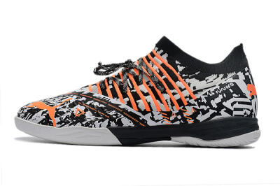 Men's Puma Future Z 1.3 Teazer IC Indoor & Futsal Low-Tops Football Shoes - White/Black/Orange