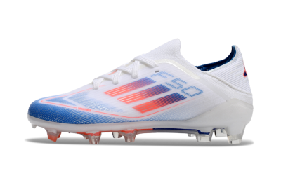 Kids Adidas F50 Elite FG Firm Ground Low-Tops Football Boots - White/Blue/Red