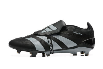 Men's Adidas Predator Elite Foldover Tongue FG Firm Ground Low-Tops Football Boots - Black/Silver/White