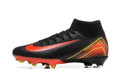 Unisex Nike Air Zoom Mercurial Superfly 10 Elite FG Firm Ground High-Tops Football Boots - Black/Red/Yellow