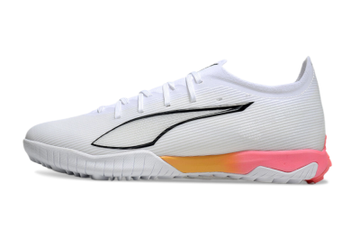Men's Puma Ultra Ultimate TF Artificial Turf Low-Tops Football Shoes - White/Black/Yellow/Pink