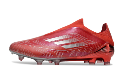 Men's Adidas F50 Elite Laceless FG Firm Ground Low-Tops Football Boots - Red/Silver