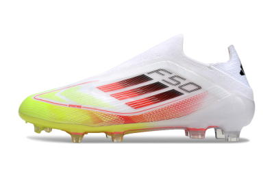 Men's Adidas F50 Elite Laceless FG Firm Ground Low-Tops Football Boots - White/Yellow/Red