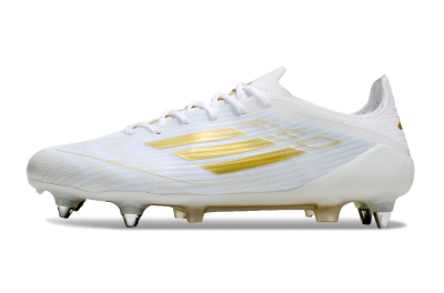 Men's Adidas F50 Elite SG Soft Ground Low-Tops Football Boots - White/Gold/Silver