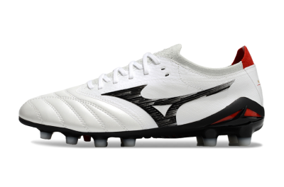 Men's Mizuno Morelia Neo 4 FG Firm Ground Low-Tops Football Boots - White/Black/Red