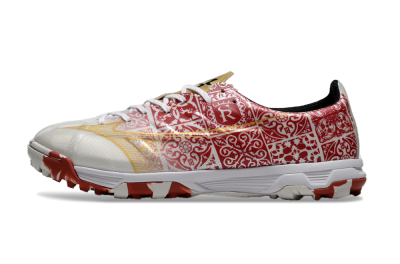Men's Mizuno Morelia Neo TF Artificial Turf Low-Tops Football Shoes - White/Red/Gold