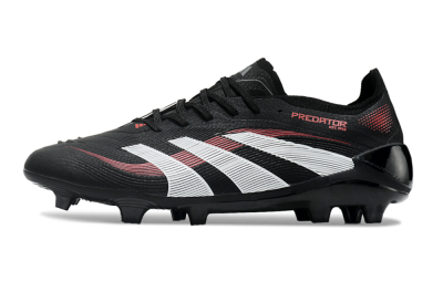 Unisex Adidas Predator Elite 2025 Stealth Victory FG Firm Ground Low-Tops Football Boots - Black/White/Red