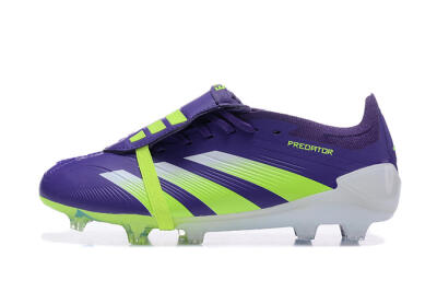 Men's Adidas Predator Elite Foldover Tongue FG Firm Ground Low-Tops Football Boots - Purple/Yellow/White