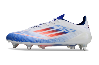 Men's Adidas F50 Elite SG Soft Ground Low-Tops Football Boots - White/Blue/Red