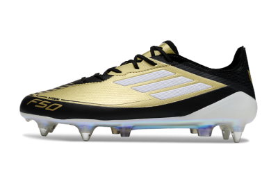 Men's Adidas F50 Elite SG Soft Ground Low-Tops Football Boots - Gold/White/Black