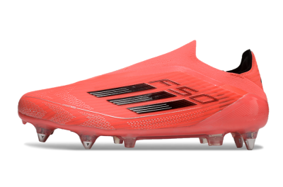 Men's Adidas F50 Elite Laceless SG Soft Ground Low-Tops Football Boots - Red/Black/Silver