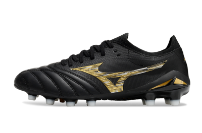 Men's Mizuno Morelia Neo 4 FG Firm Ground Low-Tops Football Boots - Black/Gold/White