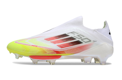 Men's Adidas F50+ Lightstrike Elite Laceless FG Firm Ground Low-Tops Football Boots - White/Red/Yellow