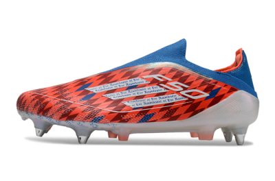 Men's Adidas F50 Elite Laceless SG Soft Ground Low-Tops Football Boots - Red/Blue/White