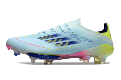 Men's Adidas F50+ Lightstrike Elite FG Firm Ground Low-Tops Football Boots - Blue/Yellow/Pink