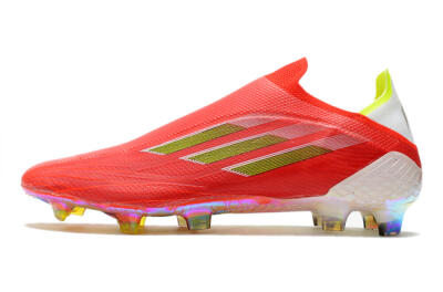 Men's Adidas X Speedflow+ Laceless FG Firm Ground Low-Tops Football Boots - Red/Yellow/Gold