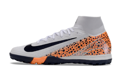 Unisex Nike Mercurial Superfly 10 Elite TF Artificial Turf High-Tops Football Shoes - White/Black/Orange