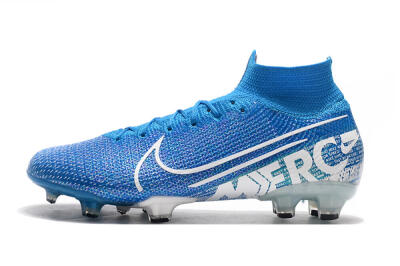 Men's Nike Mercurial Superfly 7 Elite FG Firm Ground High-Tops Football Boots - Blue/White