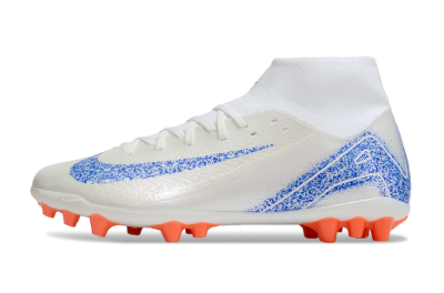 Men's Nike Mercurial Superfly 10 Academy FG Firm Ground High-Tops Football Boots - White/Blue/Orange