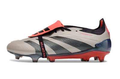 Men's Adidas Predator Elite Foldover Tongue FG Firm Ground Low-Tops Football Boots - Platinum Metallic/Aurora Black/Carbon