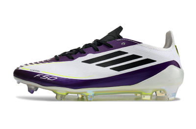 Unisex Messi x Adidas F50 Elite FG Firm Ground Low-Tops Football Boots - White/Black/Purple