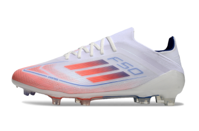 Men's Adidas F50 Elite FG Firm Ground Low-Tops Football Boots - White/Red/Blue
