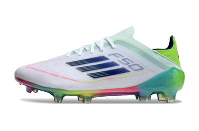 Men's Adidas F50 Elite FG Firm Ground Low-Tops Football Boots - White/Blue/Yellow/Gold