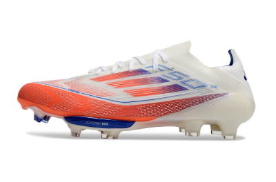 Men's Adidas F50+ Lightstrike Pro FG Firm Ground Low-Tops Football Boots - White/Red/Blue