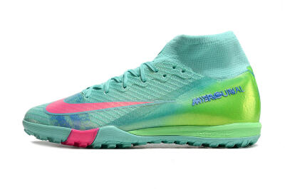 Unisex Nike Air Zoom Mercurial Superfly 10 Elite TF Artificial Turf High-Tops Football Shoes - Jade/Pink/Blue