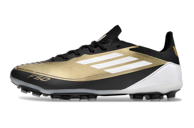 Unisex Adidas F50 Elite Messi MG Multi Ground Low-Tops Football Boots - Gold/Black/White