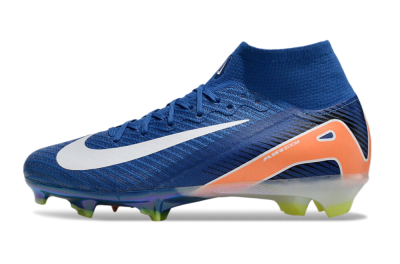 Unisex Nike Air Zoom Mercurial Superfly 10 Elite FG Firm Ground High-Tops Football Boots - Blue/White/Orange