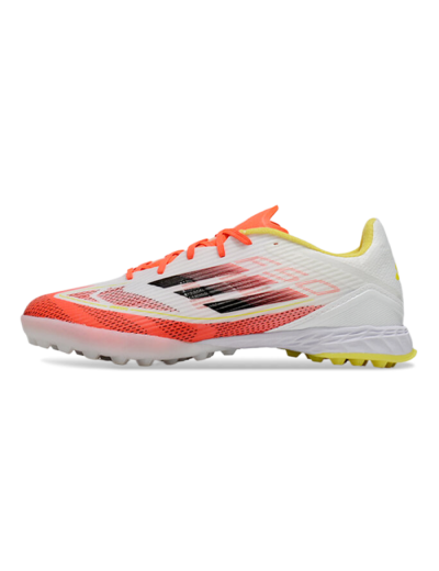 Unisex Adidas F50 Pro TF Artificial Turf Low-Tops Football Shoes - Red/White/Yellow