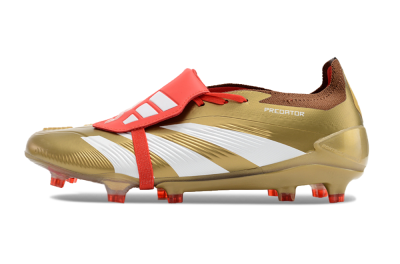 Men's Adidas Predator Elite Foldover Tongue FG Firm Ground Low-Tops Football Boots - Gold/Red/White