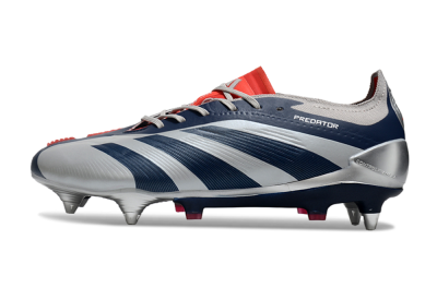 Men's Adidas Predator 24 Elite SG Soft Ground Low-Tops Football Boots - Silver/Blue/Red